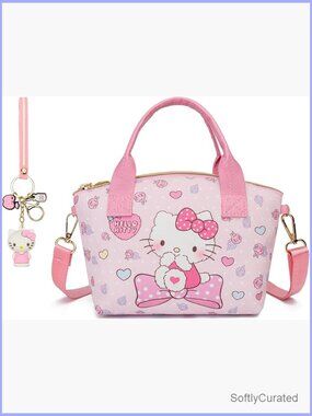 Set of 2 Mini Crossbody Bags Cute PU Leather Messenger Shoulder Bags Keychain